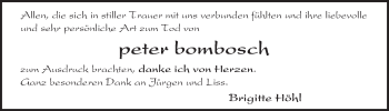 Traueranzeige von Peter Bombosch von Trauerportal Echo Online