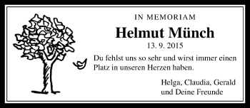 Traueranzeige von Helmut Münch von  Kreisanzeiger