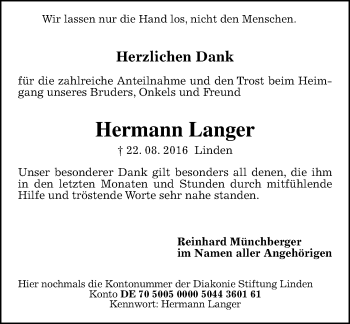 Traueranzeige von Hermann Langer von  Gießener Anzeiger