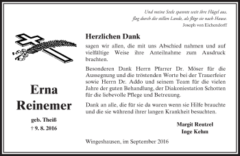 Traueranzeige von Erna Reinemer von  Kreisanzeiger
