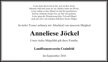 Traueranzeige von Anneliese Jöckel von VRM Trauer