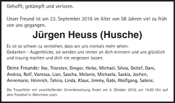Traueranzeige von Jürgen Heuss von  Usinger Anzeiger