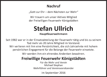 Traueranzeige von Stefan Ullrich von Trauerportal Rhein Main Presse