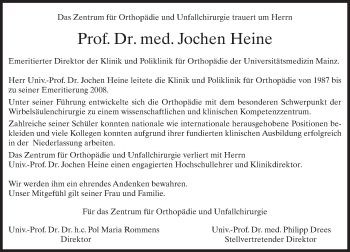 Traueranzeige von Jochen Heine von Trauerportal Rhein Main Presse