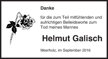Traueranzeige von Helmut Galisch von  Gelnhäuser Tageblatt