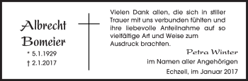 Traueranzeige von Albrecht Bomeier von  Kreisanzeiger