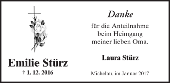 Traueranzeige von Emilie Stürz von  Kreisanzeiger