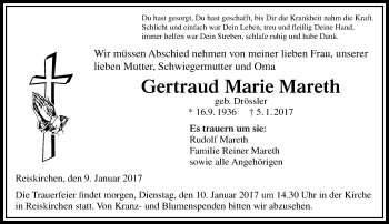 Traueranzeige von Gertraud Marie Mareth von  Gießener Anzeiger