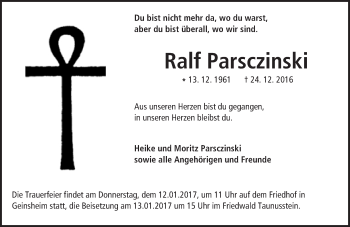 Traueranzeige von Ralf Parsczinski von Trauerportal Echo Online