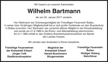 Traueranzeige von Wilhelm Bartmann von Trauerportal Echo Online