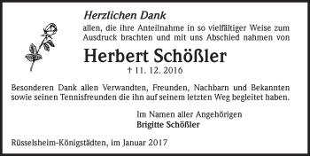 Traueranzeige von Herbert Schößler von Trauerportal Rhein Main Presse