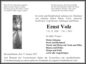 Traueranzeige von Ernst Volz von VRM Trauer