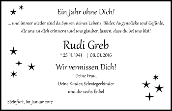 Traueranzeige von Rudi Greb von VRM Trauer