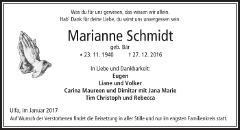 Traueranzeige von Marianne Schmidt von  Kreisanzeiger