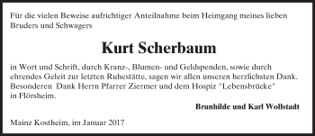 Traueranzeige von Kurt Scherbaum von Trauerportal Rhein Main Presse