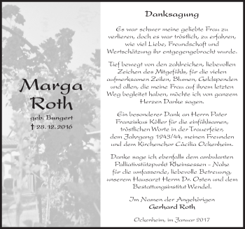 Traueranzeige von Marga Roth von Trauerportal Rhein Main Presse