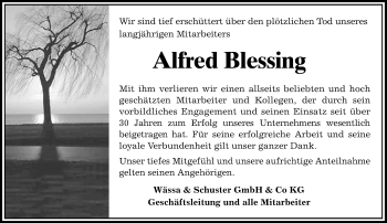 Traueranzeige von Alfred Blessing von Trauerportal Echo Online