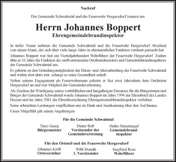Traueranzeige von Johannes Boppert von VRM Trauer