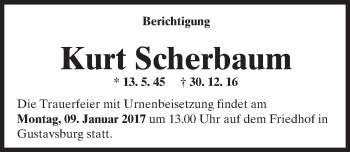 Traueranzeige von Kurt Scherbaum von Trauerportal Rhein Main Presse