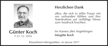Traueranzeige von Günter Koch von Trauerportal Rhein Main Presse