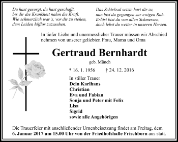 Traueranzeige von Gertraud Bernhardt von VRM Trauer