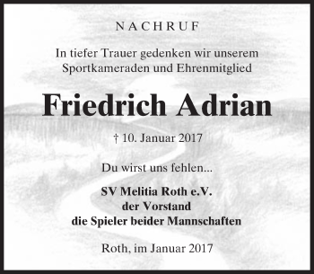 Traueranzeige von Friedrich Adrian von  Gelnhäuser Tageblatt