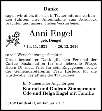 Traueranzeige von Anni Engel von Trauerportal Rhein Main Presse
