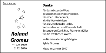 Traueranzeige von Roland Gromes von VRM Trauer