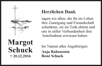Traueranzeige von Margot Schuck von Trauerportal Rhein Main Presse