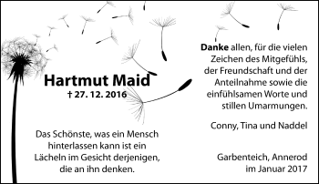 Traueranzeige von Hartmut Maid von  Gießener Anzeiger