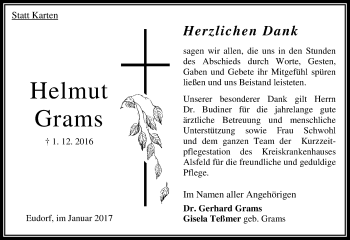 Traueranzeige von Helmut Grams von VRM Trauer