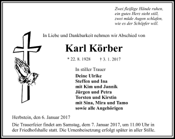 Traueranzeige von Karl Körber von VRM Trauer