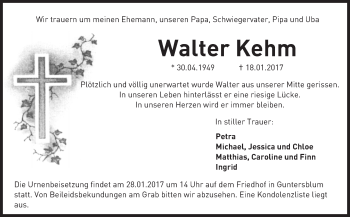 Traueranzeige von Walter Kehm von Trauerportal Rhein Main Presse
