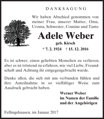 Traueranzeige von Adele Weber von  Gießener Anzeiger