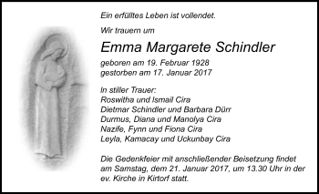 Traueranzeige von Emma Margarete Schindler von VRM Trauer