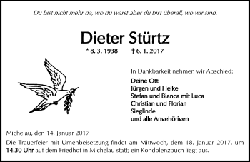 Traueranzeige von Dieter Stürtz von  Kreisanzeiger