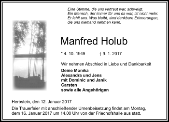 Traueranzeige von Manfred Holub von VRM Trauer