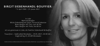 Traueranzeige von Birgit Siebenhandl-Bouffier von Trauerportal Rhein Main Presse