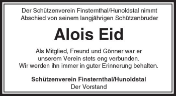 Traueranzeige von Alois Eid von  Usinger Anzeiger