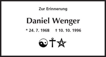 Traueranzeige von Daniel Wenger von Trauerportal Echo Online