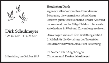 Traueranzeige von Dirk Schulmeyer von Trauerportal Rhein Main Presse