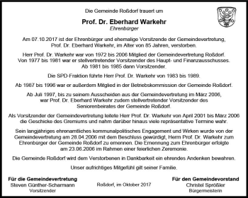 Traueranzeige von Eberhard Warkehr von Trauerportal Echo Online