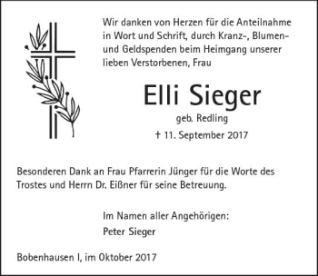 Traueranzeige von Elli Sieger von  Kreisanzeiger