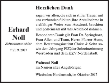 Traueranzeige von Erhard Noll von Trauerportal Rhein Main Presse