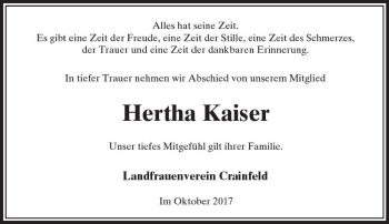 Traueranzeige von Hertha Kaiser von VRM Trauer