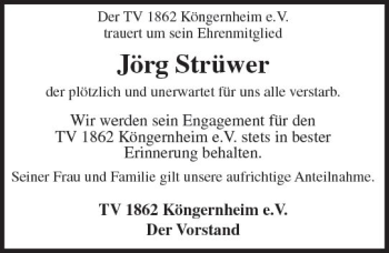 Traueranzeige von Jörg Strüwer von Trauerportal Rhein Main Presse