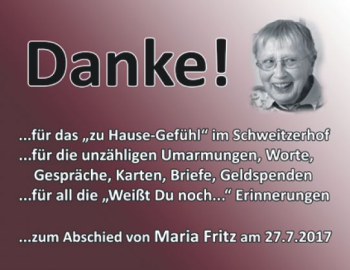 Traueranzeige von Maria Fritz von  Kreisanzeiger