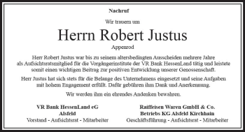 Traueranzeige von Robert Justus von VRM Trauer
