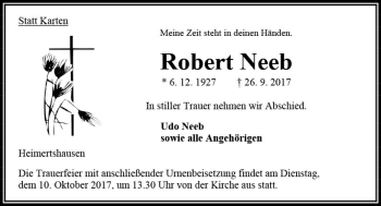 Traueranzeige von Robert Neeb von VRM Trauer