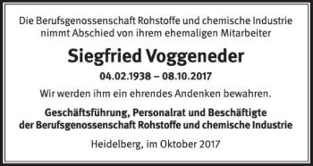 Traueranzeige von Siegfried Voggeneder von Trauerportal Rhein Main Presse